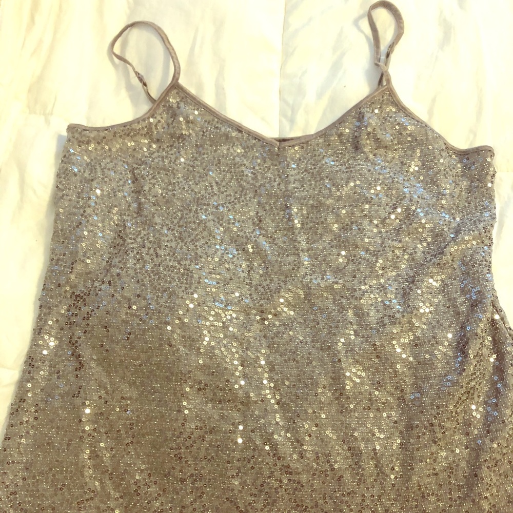 Tan Sequin Tank Top